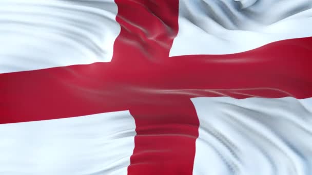 Bandeira Inglaterra Acenando Vento Com Textura Tecido Altamente Detalhada Loop — Vídeo de Stock