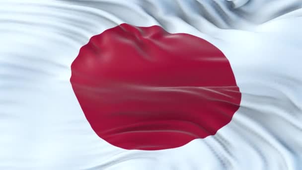 Japońska Flaga Falująca Wietrze Bardzo Szczegółowej Strukturze Tkaniny Płynna Pętla — Wideo stockowe