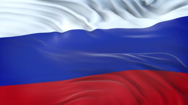 Russland Flagge Weht Wind Mit Hochdetaillierter Stoffstruktur Nahtlose Schleife — Stockvideo