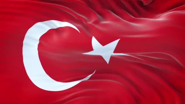 Turkey Flag Waving Wind Highly Detailed Fabric Texture Seamless Loop — Stock Video