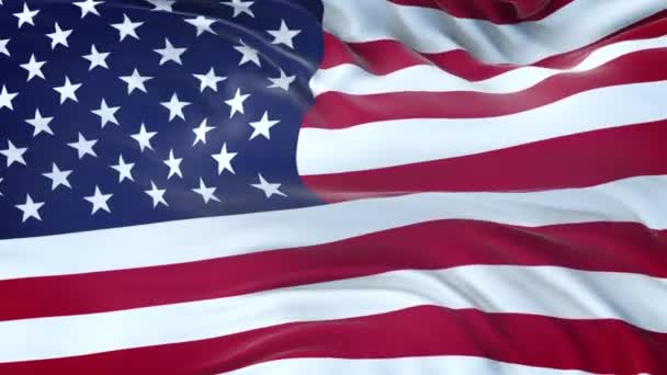 Bandeira Dos Estados Unidos Acenando Vento Com Textura Tecido Altamente — Vídeo de Stock