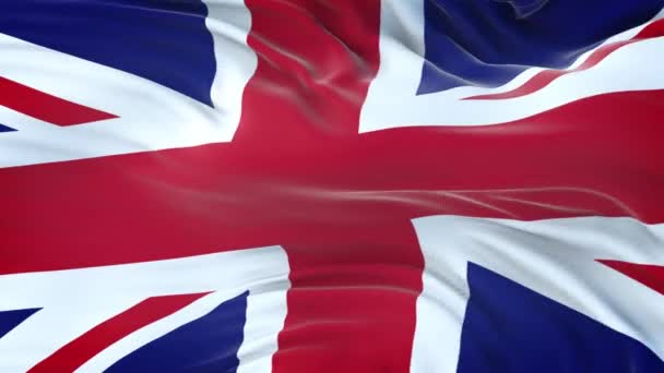 United Kingdom Flag Waving Wind Highly Detailed Fabric Texture Seamless — Stock Video