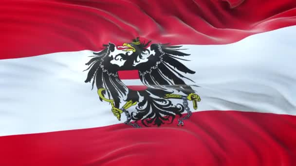 Флаг Австрии Государства Размахивающий Ветру Подробной Текстурой Ткани Бесшовный Цикл — стоковое видео