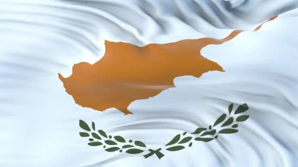 Bandeira Chipre Acenando Vento Com Textura Tecido Altamente Detalhada Loop — Vídeo de Stock
