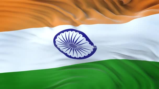 India Zászló Integetett Szélben Nagyon Részletes Szövet Textúra Zökkenőmentes Hurok — Stock videók