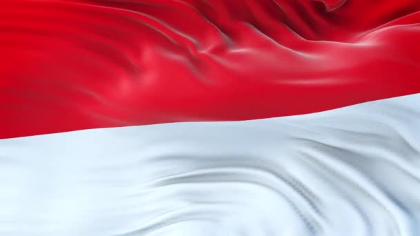 Indonesiens Flagge Weht Wind Mit Einer Detailreichen Stoffstruktur Nahtlose Schleife — Stockvideo