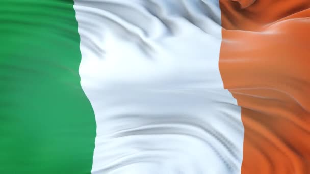 Bandeira Irlanda Acenando Vento Com Textura Tecido Altamente Detalhada Loop — Vídeo de Stock