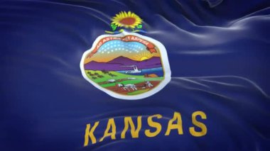 Kansas (ABD) bayrağı son derece detaylı kumaş dokusuyla. Kusursuz döngü.