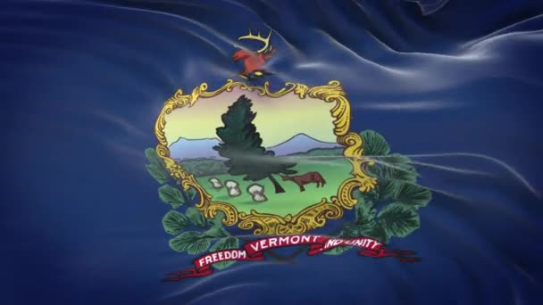 Bandeira Vermont Estado Dos Eua Com Textura Tecido Altamente Detalhada — Vídeo de Stock