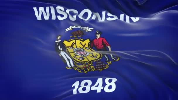 Wisconsin Usa Flagga Med Mycket Detaljerad Textur Sömlös Ögla — Stockvideo