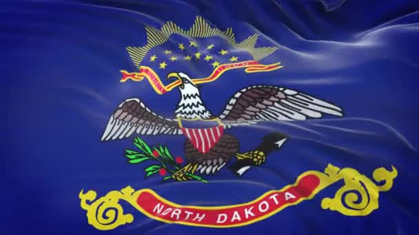 Bendera Dakota Utara Dengan Tekstur Kain Yang Sangat Rinci Pengulangan — Stok Video
