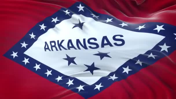 Arkansas Bundesstaat Flagge Mit Sehr Detaillierter Stoffstruktur Nahtlose Schleife — Stockvideo