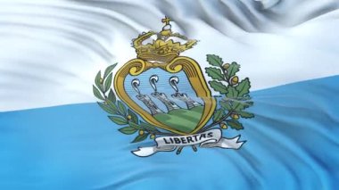 San Marino bayrağı son derece detaylı kumaş dokusuyla rüzgarda dalgalanıyor. Kusursuz döngü