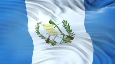 Guatemala bayrağı son derece detaylı kumaş dokusuyla rüzgarda dalgalanıyor. Kusursuz döngü