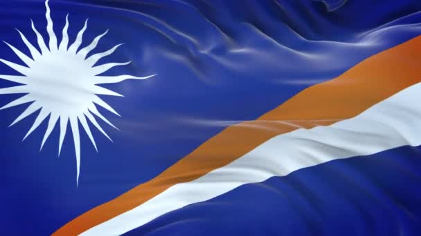 Vlajka Marshallových Ostrovů Vlála Větru Velmi Detailní Texturou Tkaniny Bezešvé — Stock video