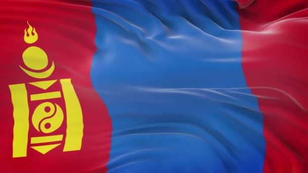 Флаг Монголии Размахивающий Ветру Подробной Текстурой Ткани Бесшовный Цикл — стоковое видео