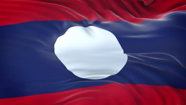 Drapeau Laos Agitant Dans Vent Avec Une Texture Tissu Très — Video