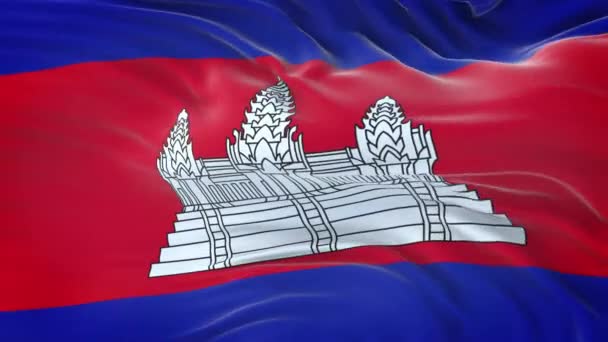 Drapeau Cambodge Agitant Dans Vent Avec Une Texture Tissu Très — Video