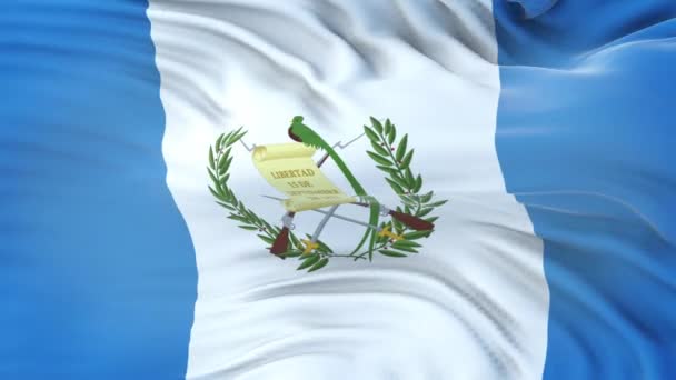 Bandera Guatemala Ondeando Viento Con Textura Tela Altamente Detallada Lazo — Vídeos de Stock