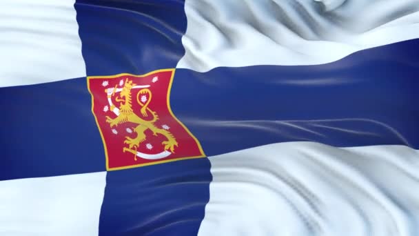 Finland State Flag Waving Wind Highly Detailed Fabric Texture Seamless — Stock Video