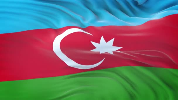 Флаг Азербайджана Развевающийся Ветру Подробной Текстурой Ткани Бесшовный Цикл — стоковое видео