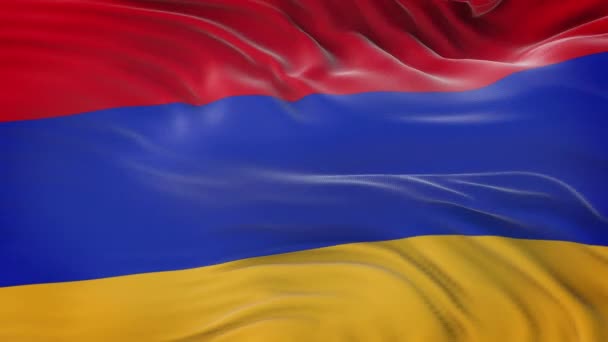 Armenien Flagge Weht Wind Mit Detailreicher Stoffstruktur Nahtlose Schleife — Stockvideo