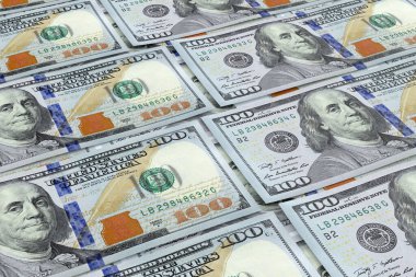 Para arka planda. 100 dolarlık banknotlar.