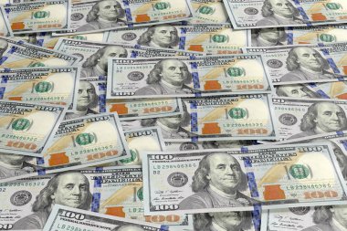 Para arka planda. 100 dolarlık banknotlar.