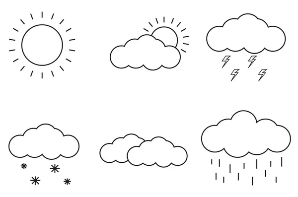 Iconos meteorológicos sobre fondo blanco — Archivo Imágenes Vectoriales