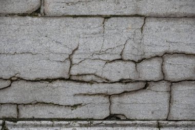 cracks on the gray surface. broken wall