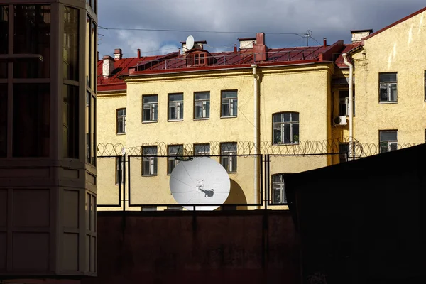 communication antenna on the house. dish to search for TV signal and internet