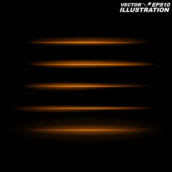 Светящийся оранжевый, золотые линии на черном фоне в полной темноте — стоковый вектор