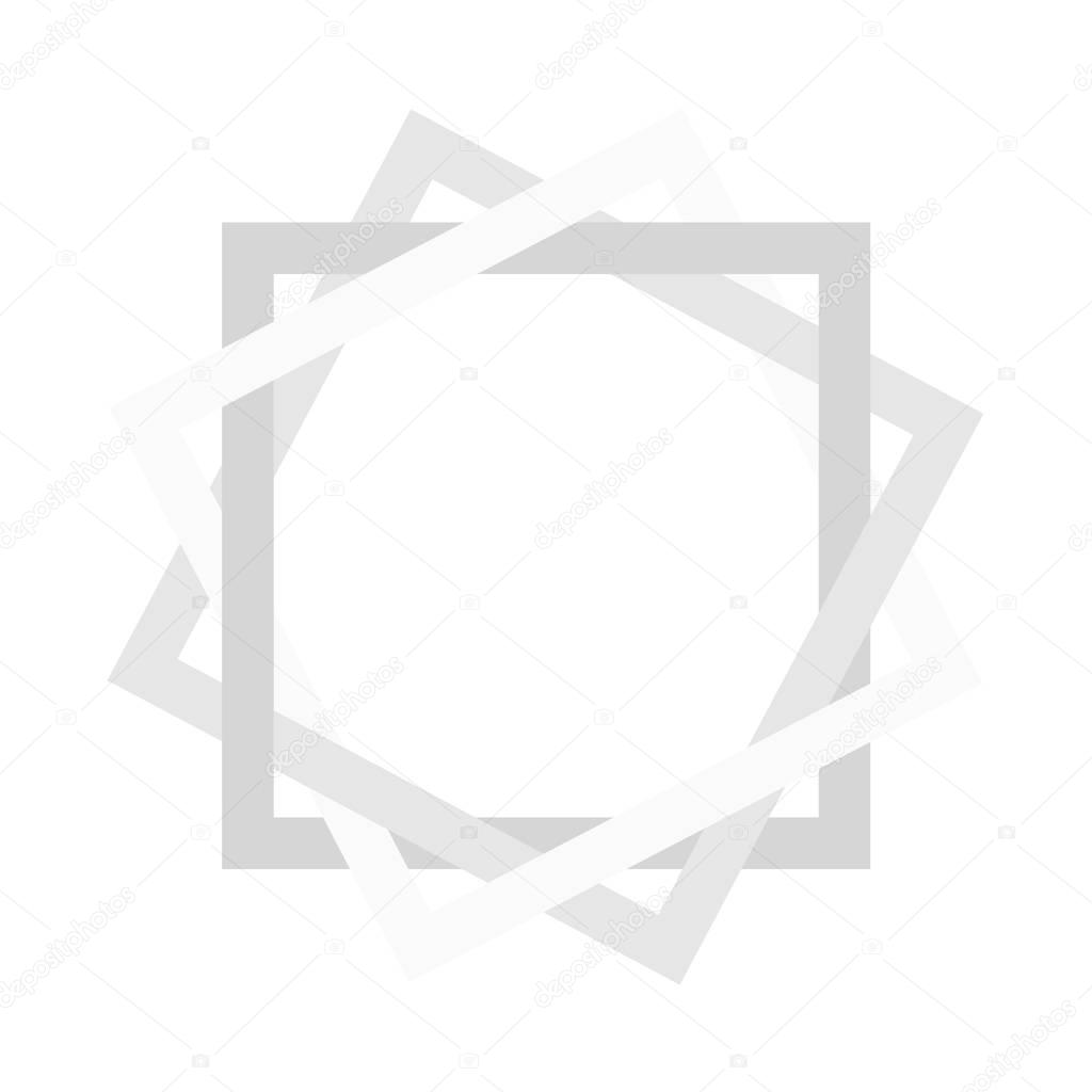 Combined square paper shells. Monotonous, bright and creative illustration on a white background. From white to gray. Beautiful illusion. Type of star