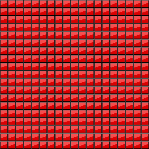 Abstracte achtergrond van volumetrische rode vierkantjes. 3D illustratie. Een patroon van vierhoeken met glitters. Zelfs mozaïek. Wallpapers — Stockvector