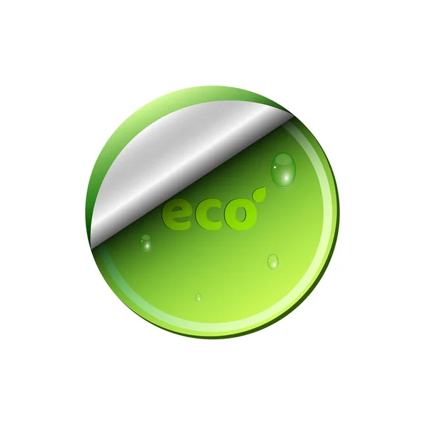 Ecologische licht groene banner geïsoleerd op een witte achtergrond. Druppels water stroomt. Achtergrond voor uw projecten. Schoon en fris karakter. Realistische vectorillustratie. Web — Stockvector