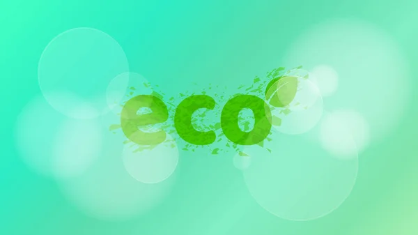 Fondo ecológico. Una elegante inscripción en el estilo de grunge. Deslumbrante bokeh. Pura ecología y naturaleza. Ilustración vectorial — Vector de stock