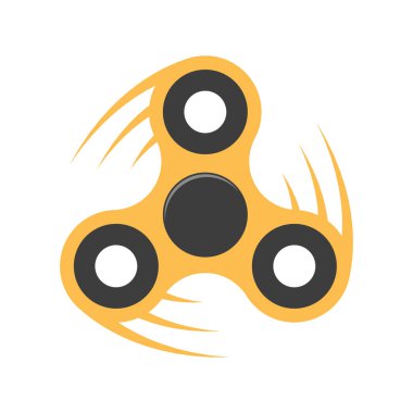 Spinner. Modern bir anti-stres oyuncak düz bir tarzda. Elleri ve parmakları için bir oyuncak. Portakal rengi. Beyaz arka plan üzerinde izole. Yüksek hız ve rüzgar. Taşıyıcı sistem