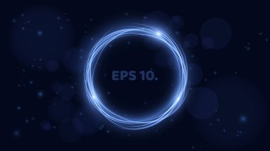 Yıldızlı gökyüzü arka planı mavi çizgiler parlak neon, afiş döner. Alanı desen projesi için. Vektör çizim