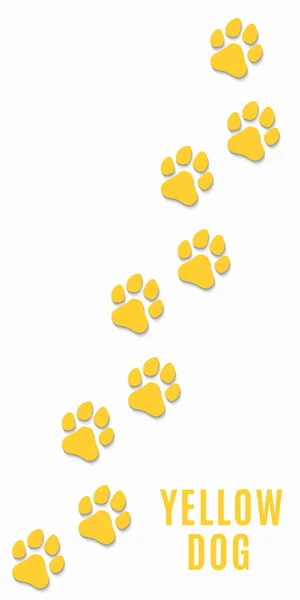 Dog tracks of yellow color isolated on white background. Vertical position. Yellow earth — Stock Vector