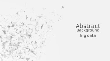 Poligonal arka plan bağlı üçgenler ve nokta. Tasarım modern teknolojiler. Beyaz üzerine siyah. Yan görünüm