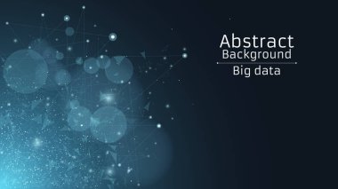 Poligonal arka plan bağlı üçgenler ve nokta. Tasarım modern teknolojiler. Mavi karanlık aydınlık parçacıkların. Büyük web