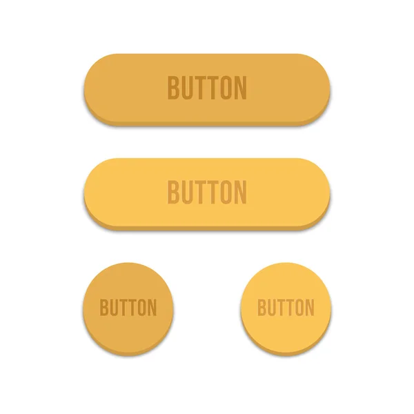 Jogo de botões marrons redondos simples de sites web. Botões de cor amarela isolados no fundo branco. Botões web vazios — Vetor de Stock