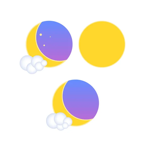 Sada klimatické ikony počasí v 3d a plochý stylů. Noční a denní povětrnostní podmínky. Oblak 3d koule. Měsíc a hvězdnou oblohu. Ikony pro web — Stockový vektor