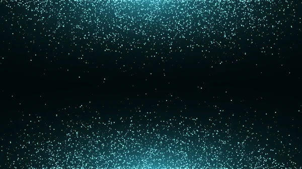 Poussière bleue brillante sur fond horizontal noir. Rétroéclairage d'en bas et d'en haut. Modèle pour le projet. Pois scintillants, éléments ronds tinsel célébration toile de fond design graphique. Vecteur — Image vectorielle