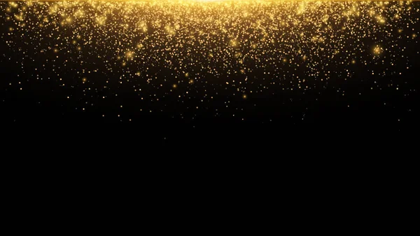 抽象的な落ちる黄金色のライト。魔法の金ほこりやまぶしさ。お祝いクリスマスの背景。黄金の雨。ベクトル — ストックベクタ
