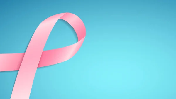 乳房癌认识粉红丝带。浅蓝色的水平背景。抗击癌症。矢量 — 图库矢量图片