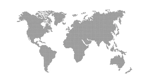 Soyut Dünya Haritası. Beyaz bir arka plan üzerinde kare noktalarından dünyanın karanlık harita. Genel ağ. Vektör — Stok Vektör
