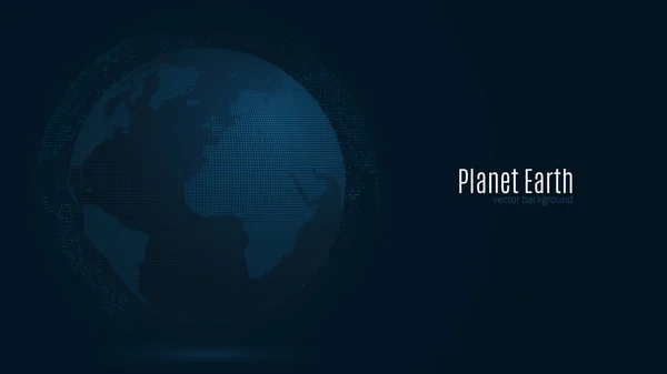 Abstrakter Planet Erde auf dunkelblauem Hintergrund. Weltkarte. Sci-Fi-Technologie. der Weltbevölkerung. globales Netzwerk. Vektor — Stockvektor