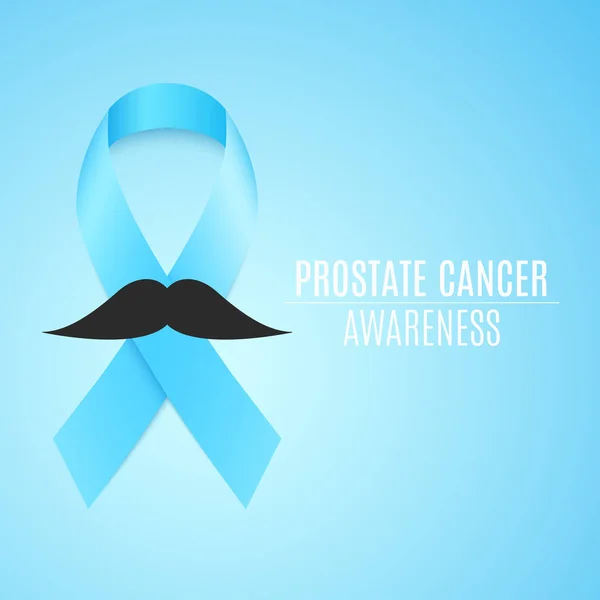 Conciencia de la cinta de cáncer de próstata. Lucha contra el cáncer. Cinta azul con bigote de hombre. El mes de noviembre. Vector — Vector de stock