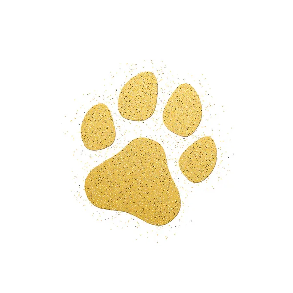 2018 new year of the dog. A dog's paw of gold glitters on a white background. Gold sand. Background for the banner. Vector — Stock Vector